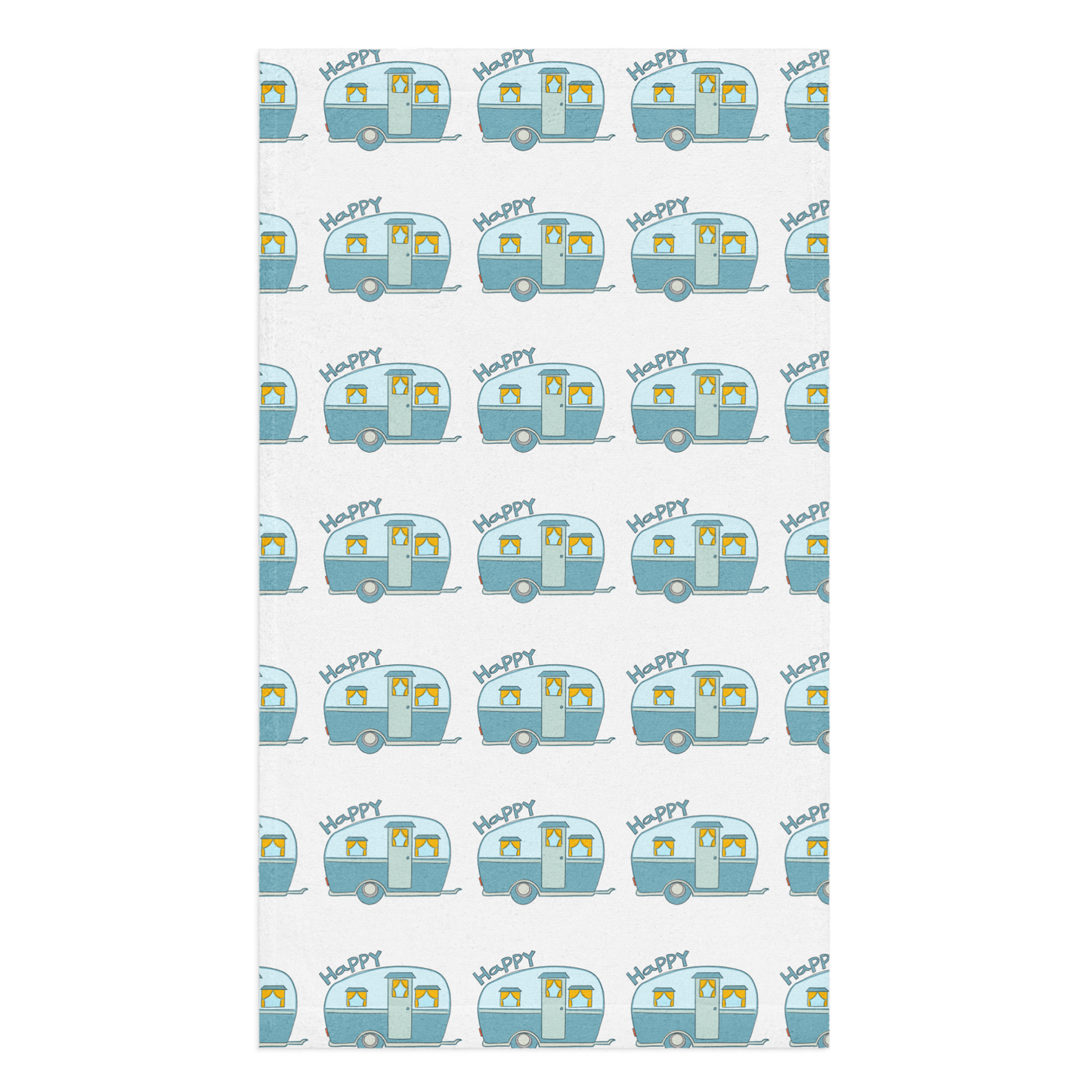 Happy Camper Van Hand Towel – Poly-Cotton Kitchen & Bathroom Towel with Hand Drawn Camper Print