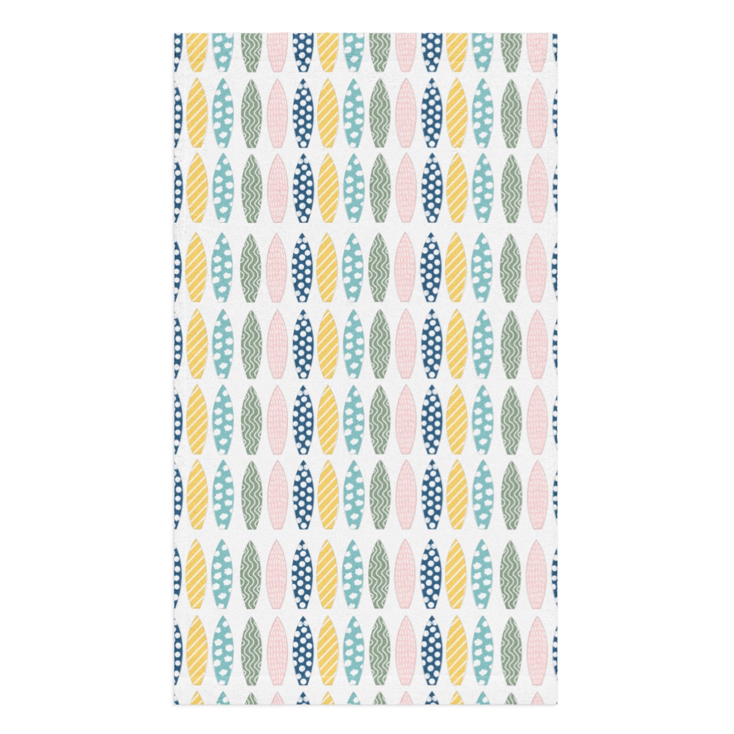 Surfboard Tea Towel – Colorful Coastal Kitchen Hand Towel for Beach Lovers