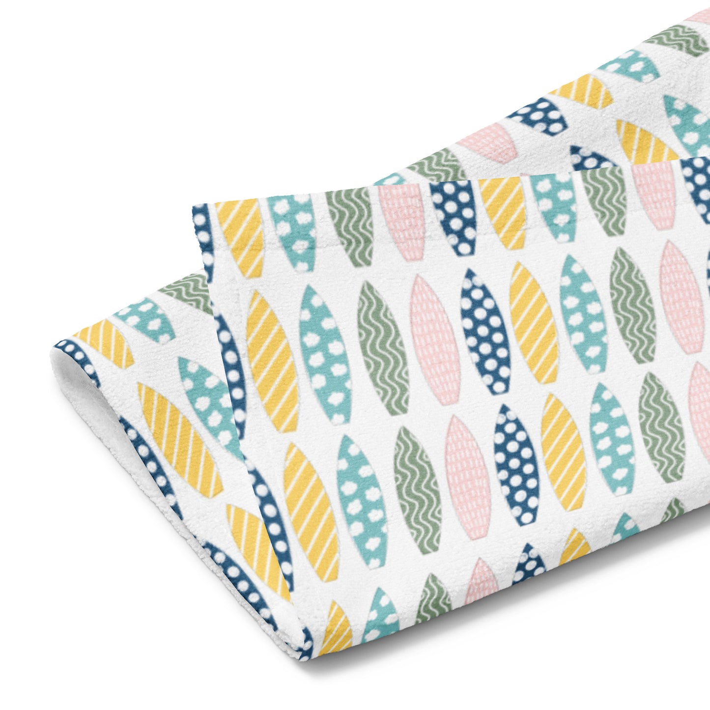Surfboard Tea Towel – Colorful Coastal Kitchen Hand Towel for Beach Lovers