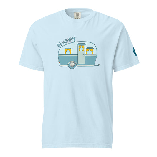 Happy Camper T-Shirt – Hand Drawn Camper Graphic Tee for Outdoor and Adventure Lovers